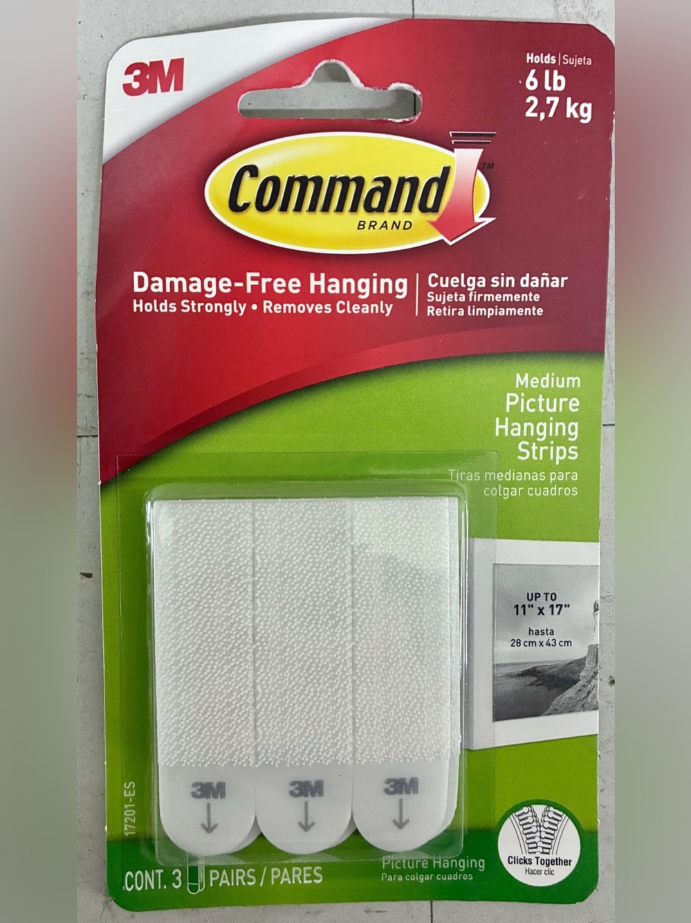 💚$5💚NEW 3M COMMAND Medium Picture Hanging Strips, White, 3 Pairs per Pack